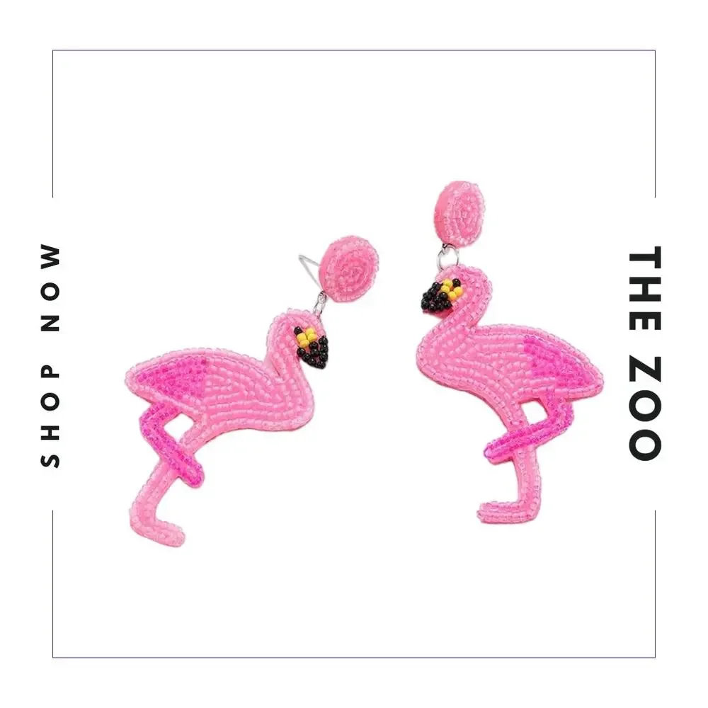 Beaded Flamingo‎ Earrings